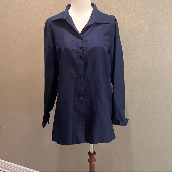Talbots Midnight Blue Button Down Shirt - Picture 13 of 14